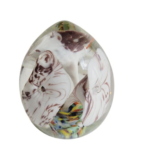 Vintage Hand Blown Paperweight Egg Shaped Art Glass Jack in Pulpit Flower - Picture 3 of 8